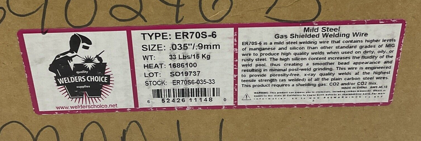 WELDERS CHOICE ER70S-6 WELDING WIRE .035"/ .9MM