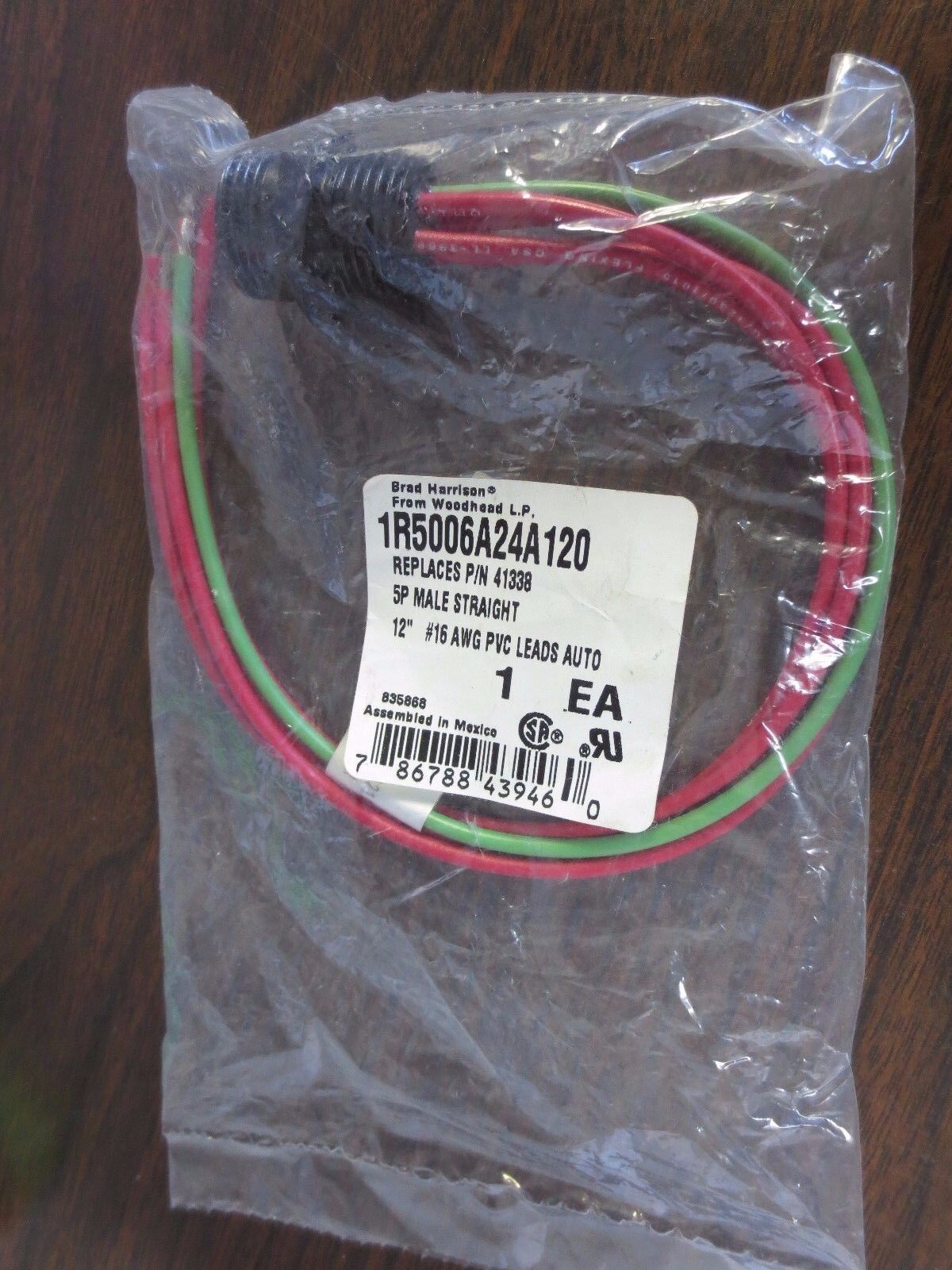 BRAD HARRISON 1R5006A24A120 / 41338 CONNECTOR, 5P MALE STRAIGHT 12" #16AWG PVC