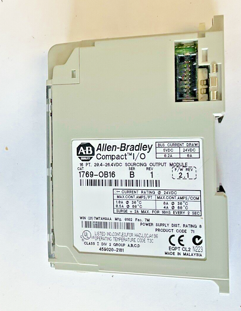 ALLEN BRADLEY 1769-OB16 COMPACT I/O OUTPUT MODULE SER.B REV.1 F/W REV.2.1 24VDC