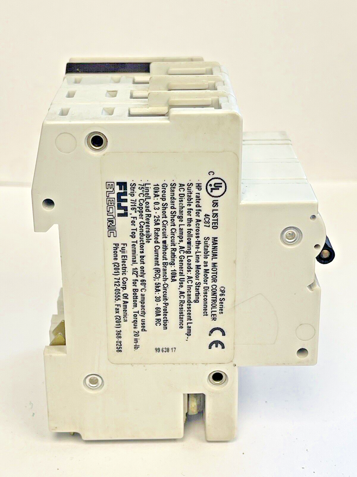 FUJI - CP6 3DU2 -2A MANUAL MOTOR CONTROLLER - 480/277 VAC & CP6 H1U AUX CONTACT