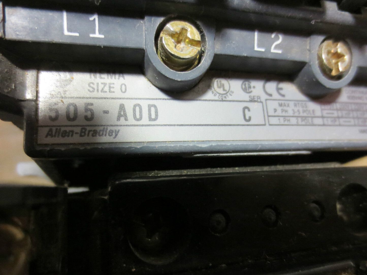ALLEN-BRADLEY 505-AOD STARTER Ser C w/ W39 HEATERS, CB236 COIL, 595-A AUX CONT