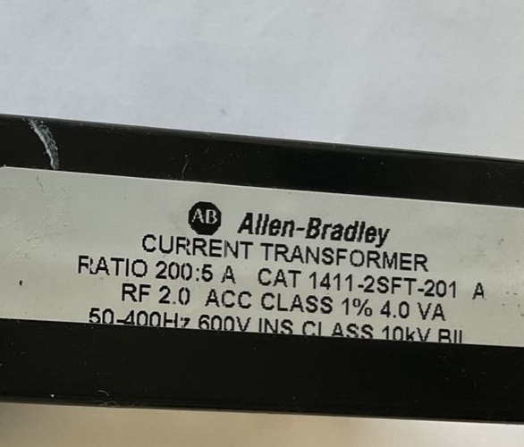 ALLEN BRADLEY 1411-2SFT-201 CURRENT TRANSFORMER RATIO200:5 600V 10KV***LOTOF3***
