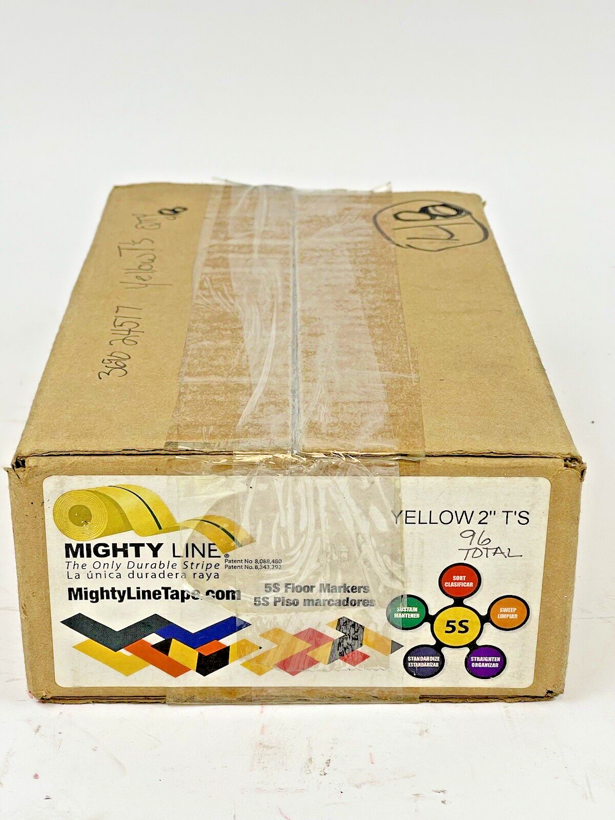 MIGHTY LINE TAPE - YELLOW T - BOX of 96 T'S - INDUSTRIAL TAPE - 6"X6"X2"