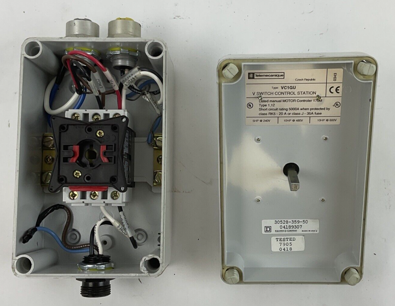 TELEMECANIQUE VC1GU V SWITCH CONTROL STATION 10HP 600V 24VDC