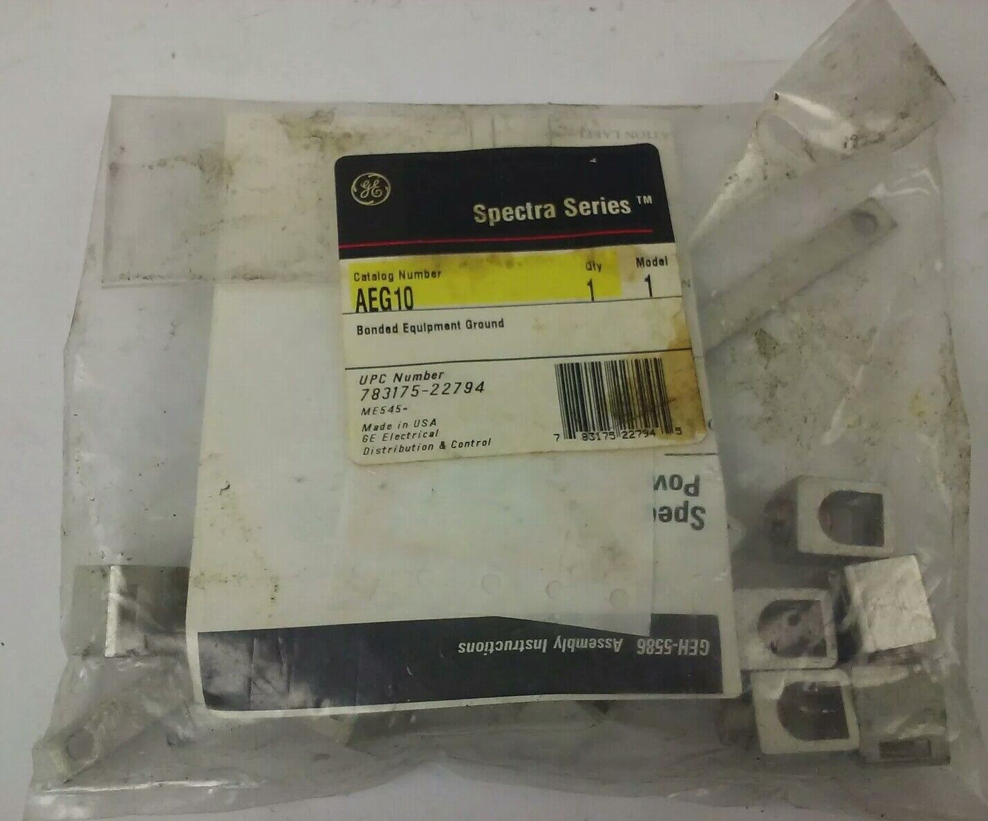 GENERAL ELECTRIC, SPECTRA SERIES, AEG10, BONDED EQUIPMENT GROUND KIT, NEW
