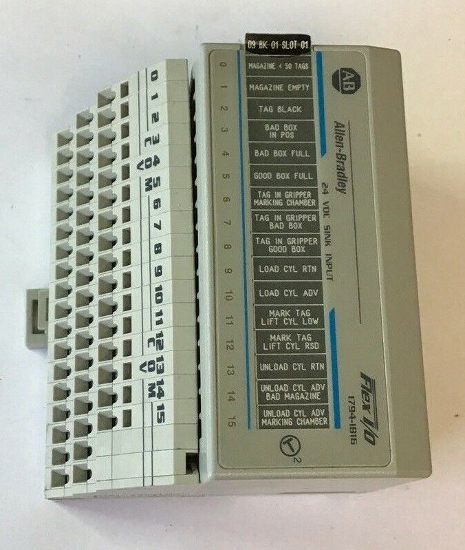ALLEN BRADLEY FLEX I/O 1794-IB16 24 VDC SINK INPUT W/ 1794-TB3S TERMINAL BASE