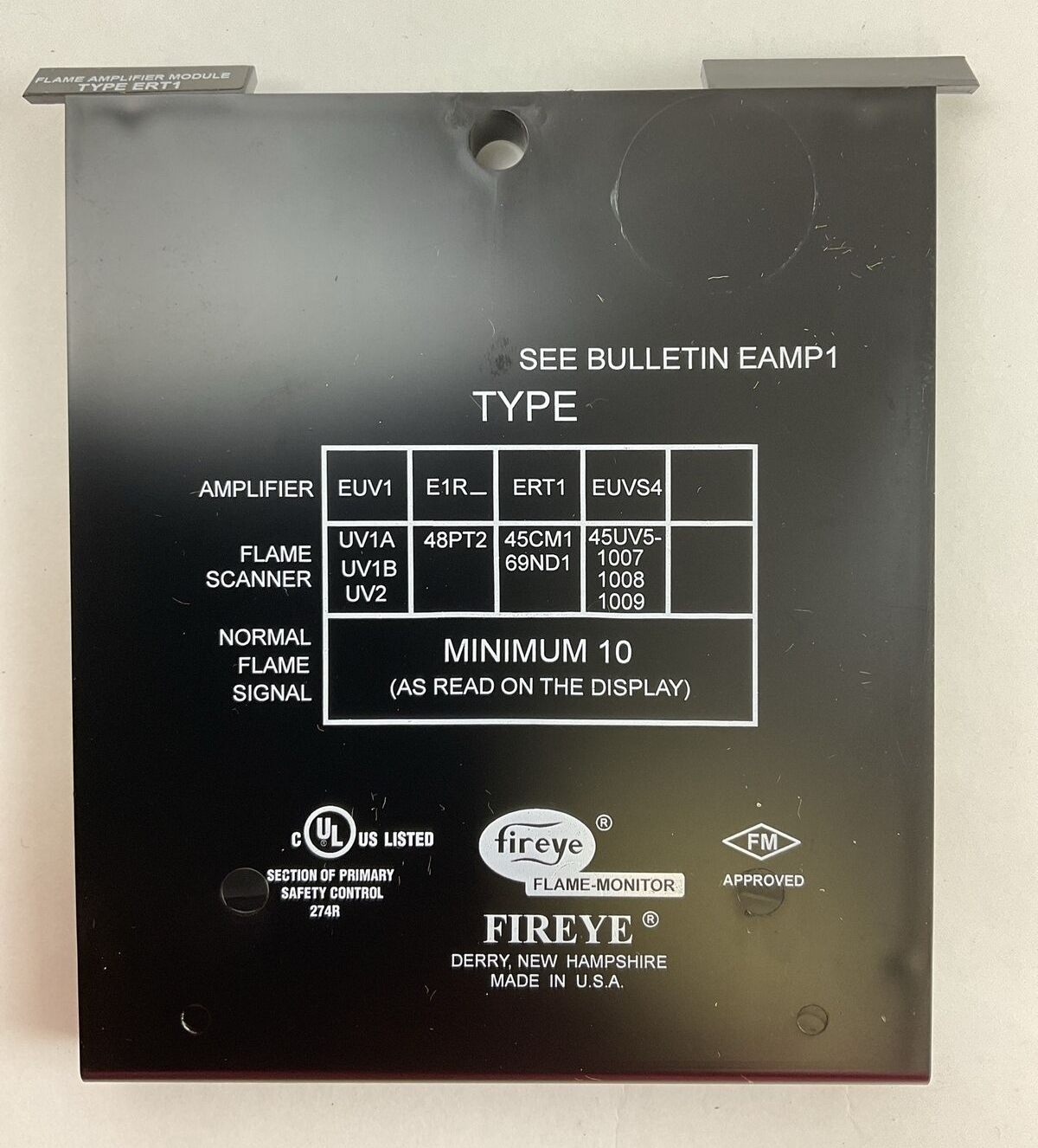 FIREYE TYPE ERT1 FLAME RECTIFICATION FLAME AMPLIFIER MODULE