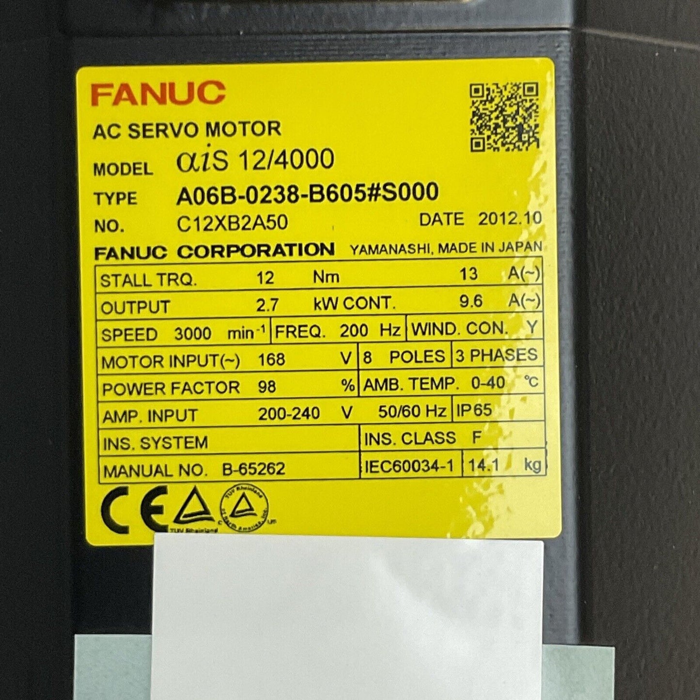 FANUC A06B-0238-B605#S000 AC SERVO MOTOR A860-2010-T341 PULSECODER aiAR128