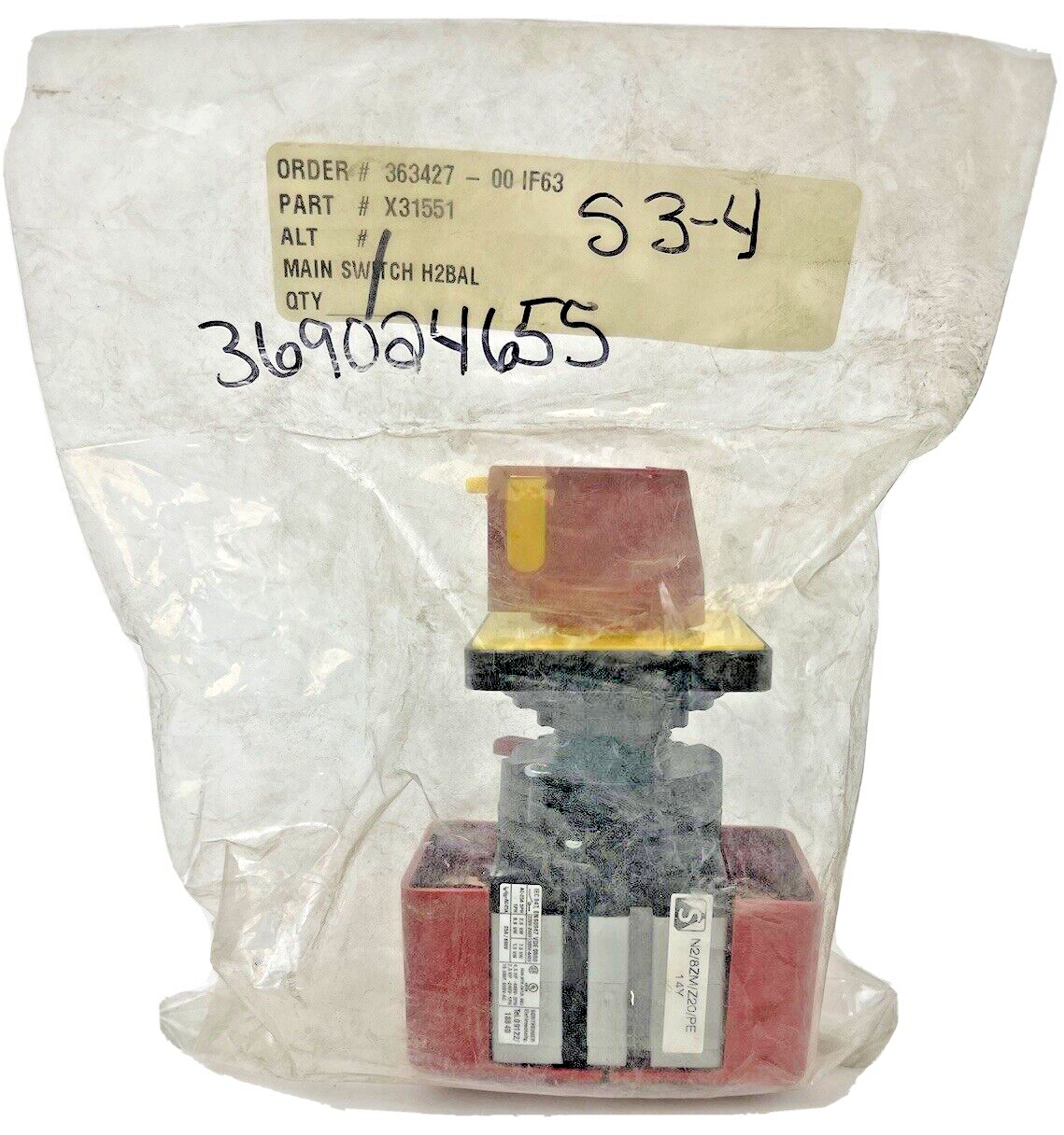 SONTHEIMER - N2/8ZM/Z20/PE - ROTARY CAM SWITCH - 2 POLE - 2 POSITION - 3 PHASE