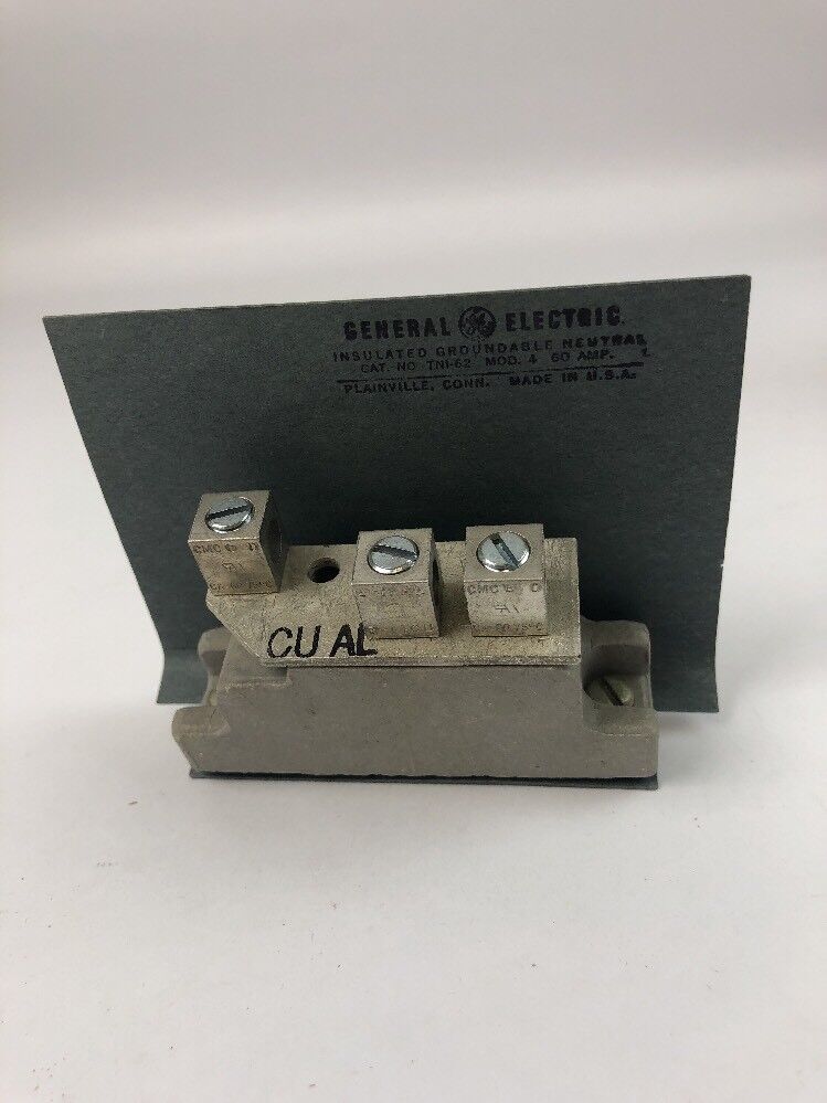 GE TNI62 NEUTRAL INSULATED GROUNDABLE 600V AC MAX 250V DC MAX 60 AMPERES 60 MAX