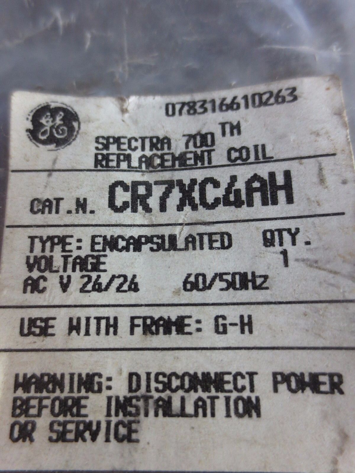 GE CR7XC4AH SPECTRA 700 REPLACEMENT COIL - 24VAC, 50-60Hz - USE w/ FRAME G-H