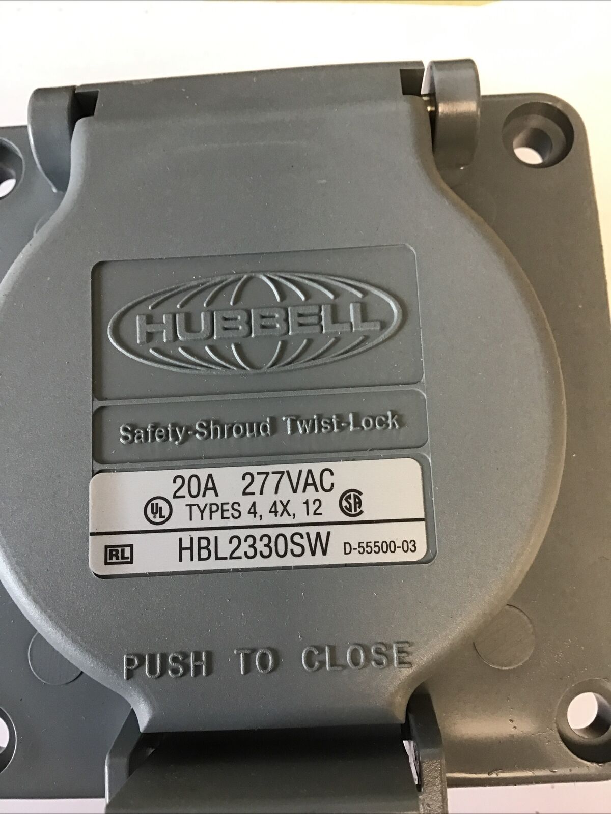 HUBBELL HBL2330SW TWIST LOCK RECEPTACLE 20A 277V 2POLE