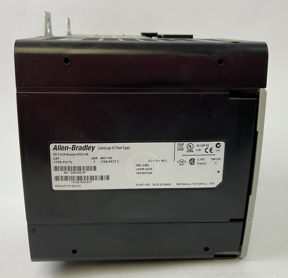 ALLEN BRADLEY 1756-PA72 SER C AC POWER SUPPLY 1756-A7 7 SLOT CHASIS SER B