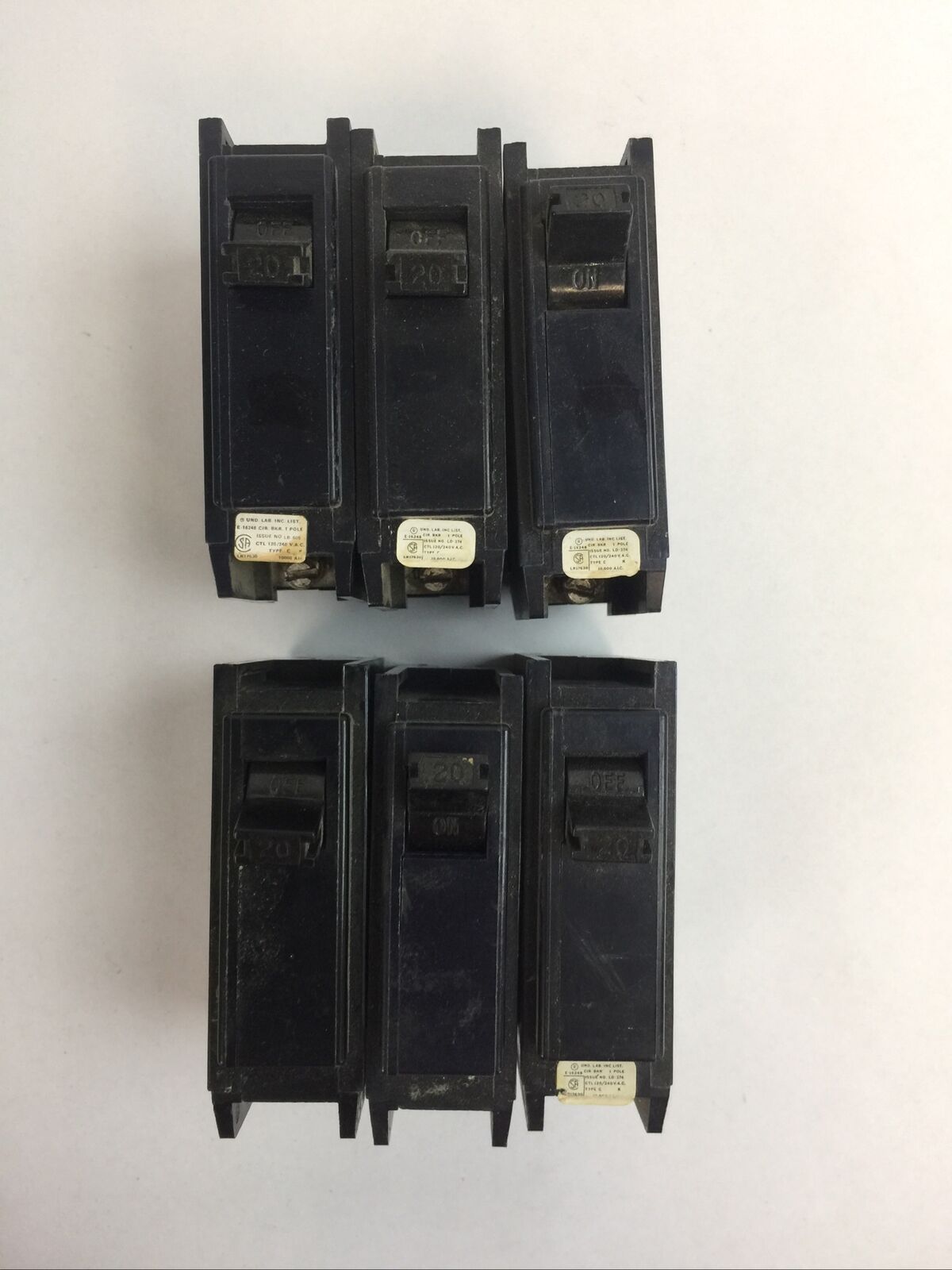 AMERICAN SWITCH C120 CIRCUIT BREAKER 20AMP 120/240VAC 1POLE (LOT OF 6)