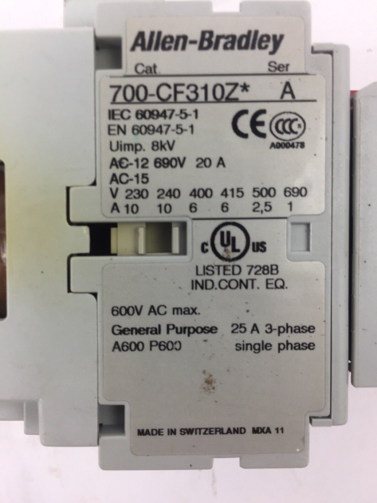 ALLEN BRADLEY 700S-CF530ZJC (700-CF310Z, 100S-F) SAFETY CONTROL RELAY