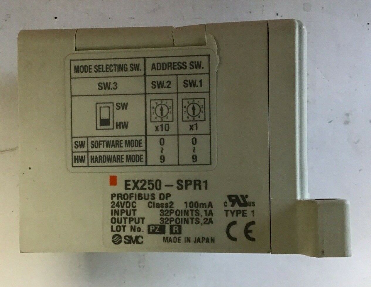 SMC EX250-SPR1 PROFIBUS DP 24VDC CLASS2 100MA