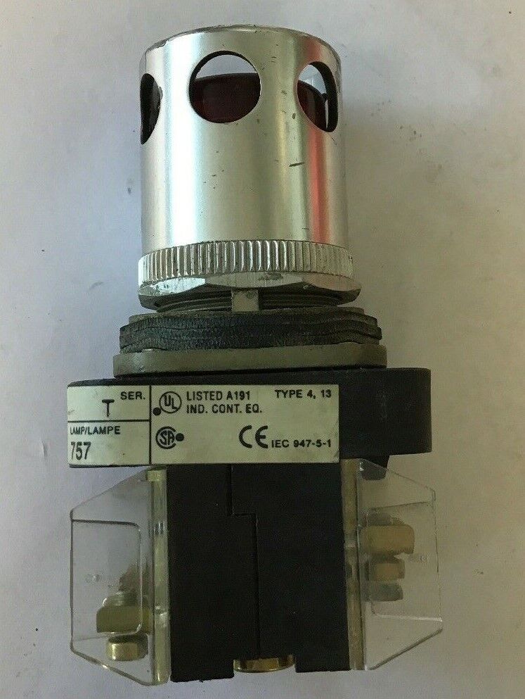 ALLEN-BRADLEY 800T-QT24 SER. T RED PUSHBUTTON SWITCH 24VAC/DC #757 LAMP