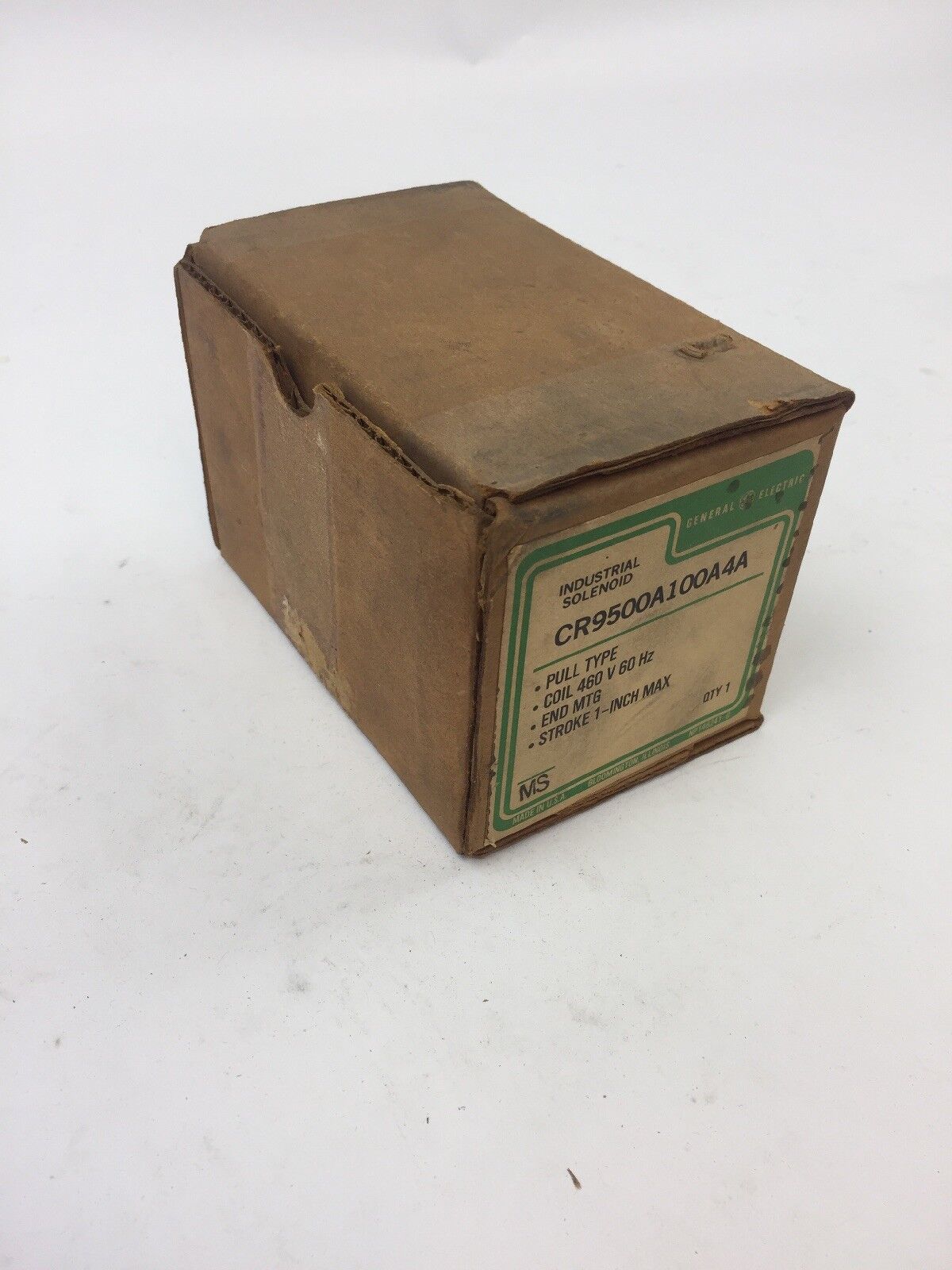 GE CR9500A100A4A SOLENOID PULL TYPE COIL 460V 60HZ END MTG STROKE 1-INCH MAX