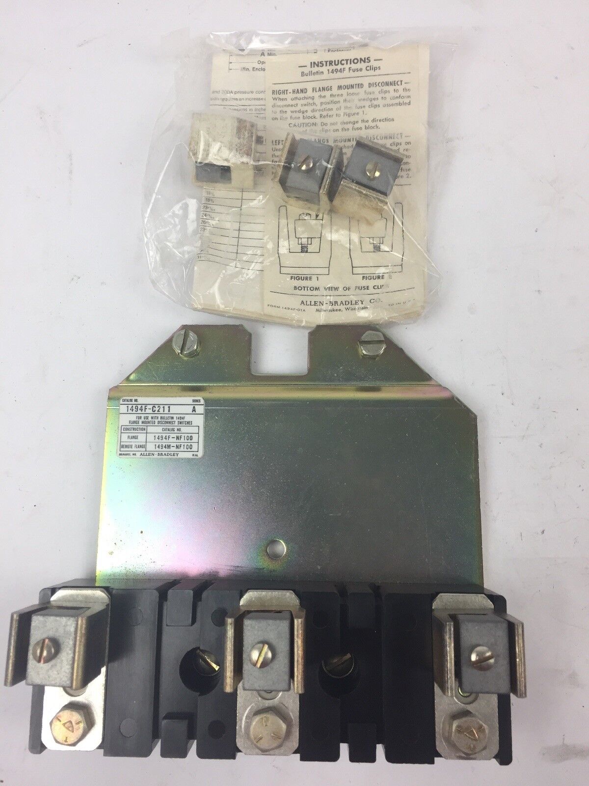 ALLEN BRADLEY 1494F-C211 FUSE BLOCK ADAPTOR PLATE KIT SERIES A