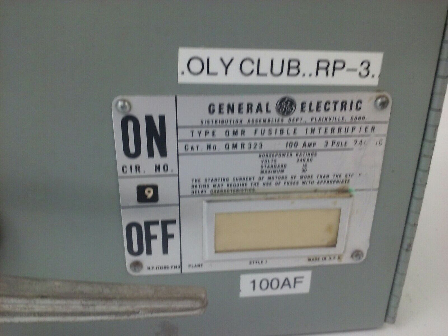 GE TYPE QMR QMR322L & QMR323R TWIN FUSIBLE INTERRUPTER SWITCH 60/100A W/HARDWARE