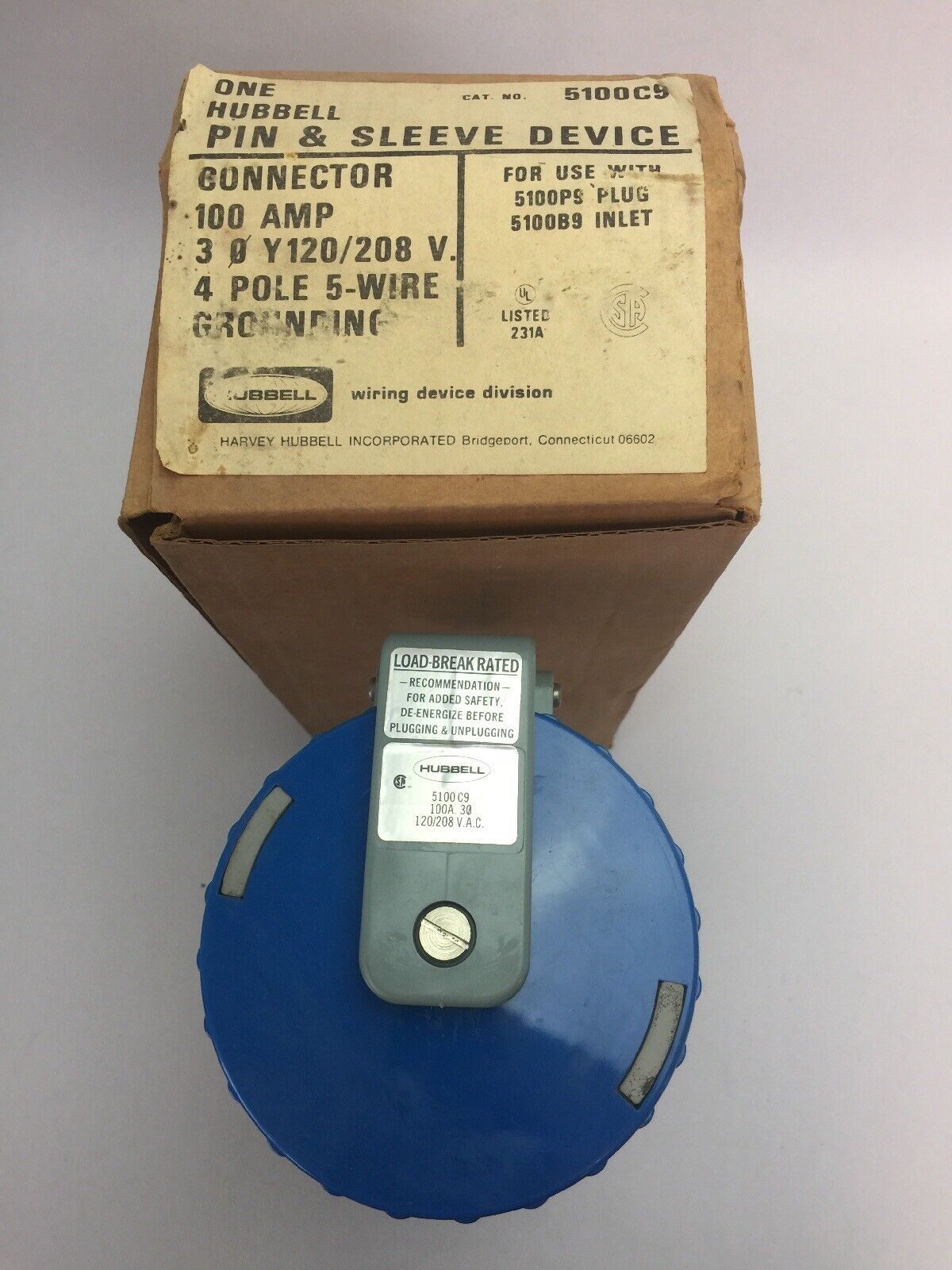 HUBBELL 5100C9 PIN & SLEEVE DEVICE CONNECTOR 100A 120/208VAC 4 POLE 5 WIRE