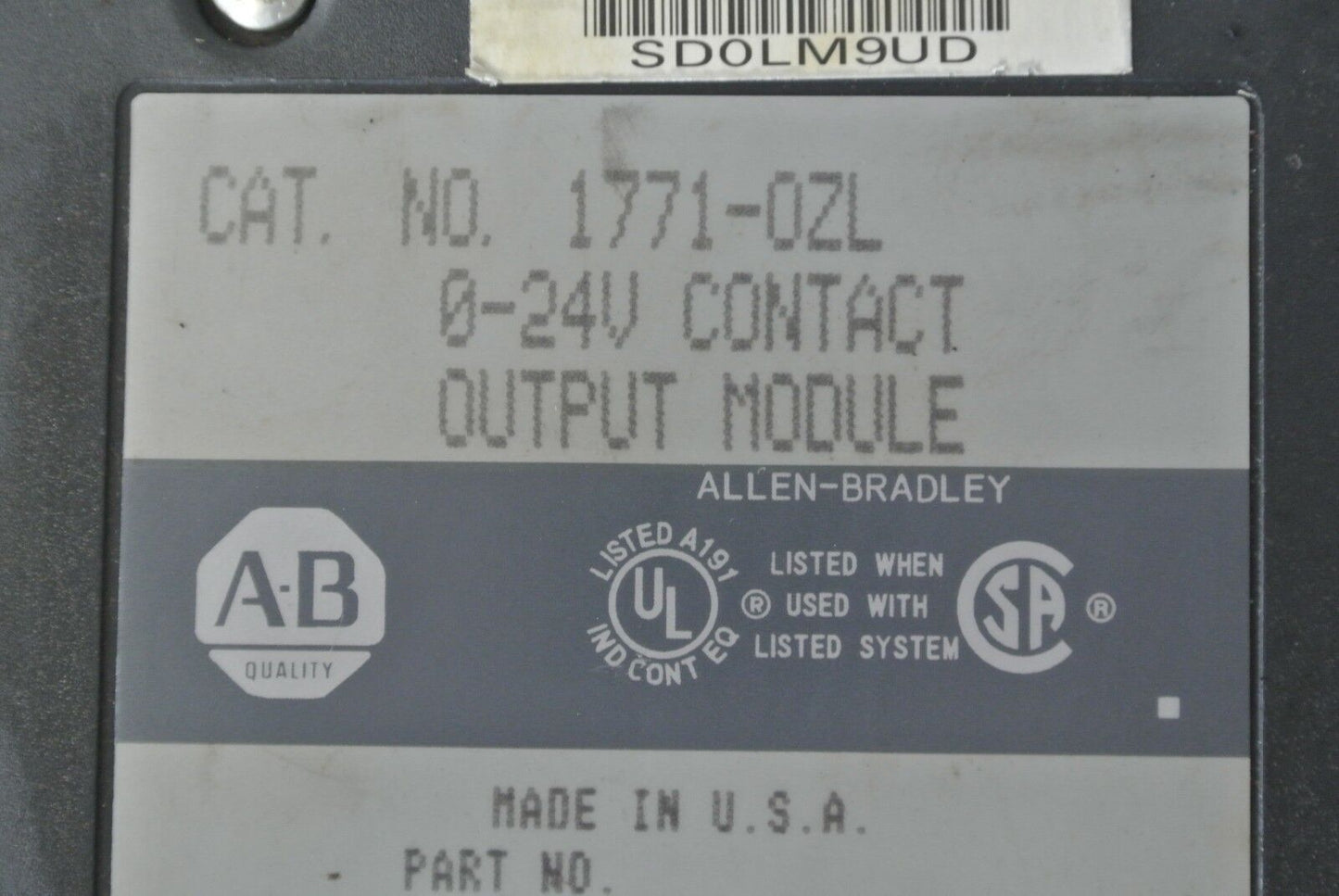 ALLEN-BRADLEY 1771-0ZL / 0-24V CONTACT OUTPUT MODULE
