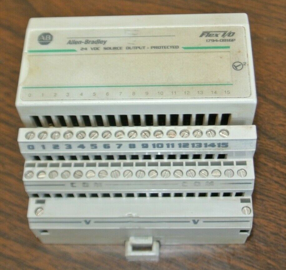ALLEN-BRADLEY 1794-OB16P 24V SOURCE OUTPUT MODULE w/ 1794-TB2 BASE / TERM BLOCK