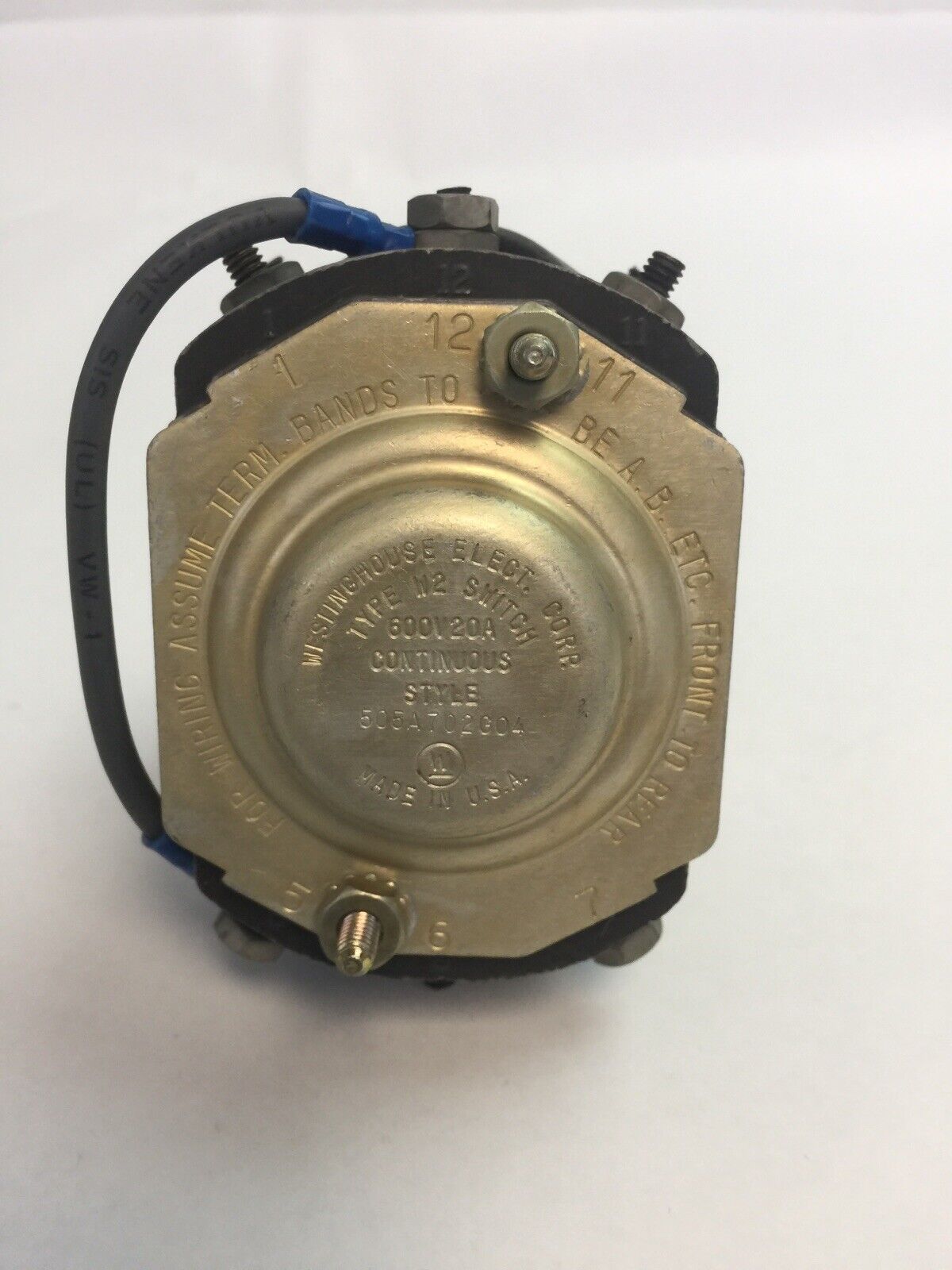 WESTINGHOUSE 505A702G04 TYPE W2 SWITCH 600V 20A ROTARY SWITCH NO HANDLE