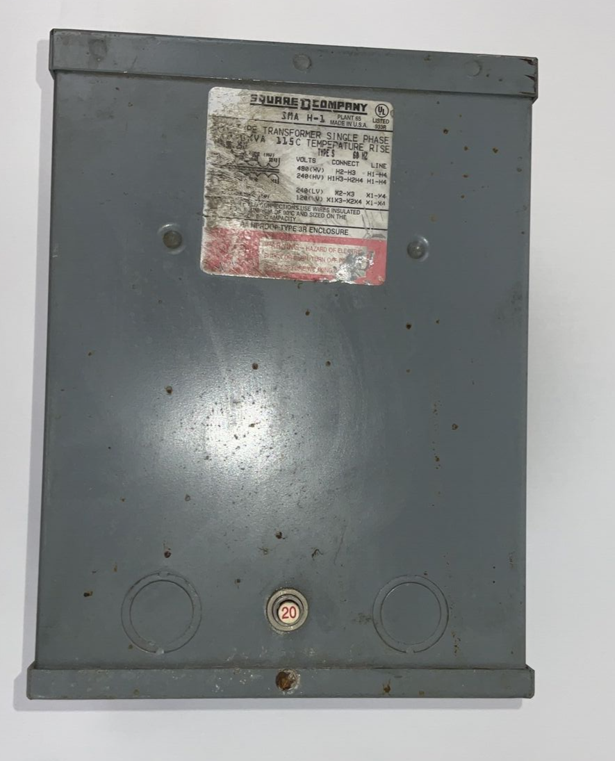 SQUARE D SMA H-1 TRANSFORMER 2KVA 60HZ 480V RAINPROOF TYPE 3R 1PH DRY TYPE