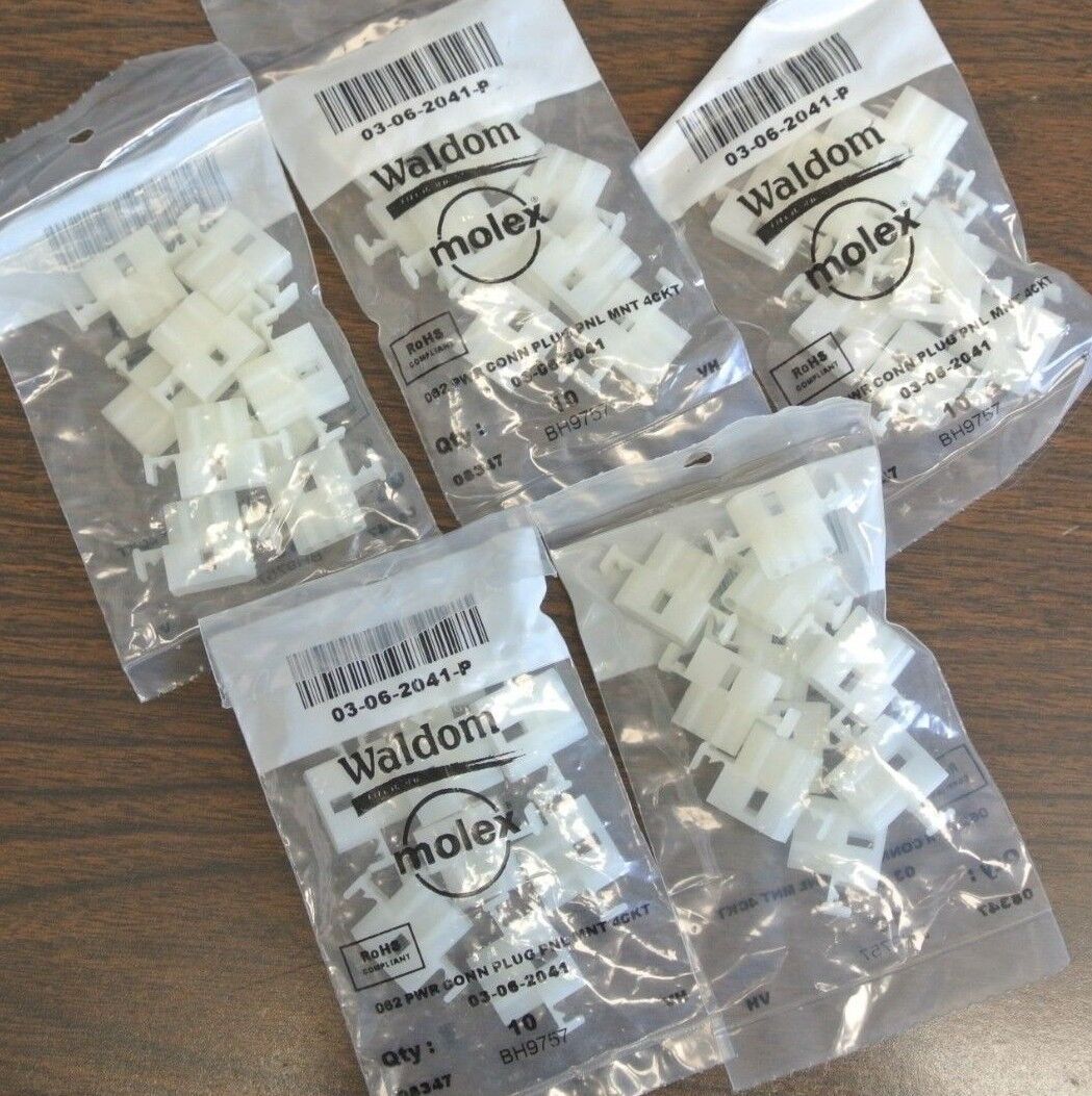 LOT of 50 WALDOM / MOLEX 03-06-2041 / CONNECTOR PLUG 4-POS / .062 PANEL MOUNT