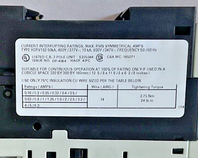 SIEMENS 3RV1821-1FD10 COMBINATION MOTOR CONTROL 5A