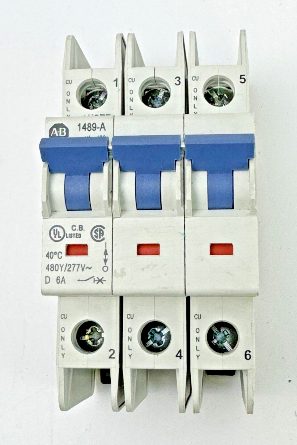 ALLEN-BRADLEY - 1489-A3D060 SER. A - CIRCUIT BREAKER - 3 P, 6 A, 277 V