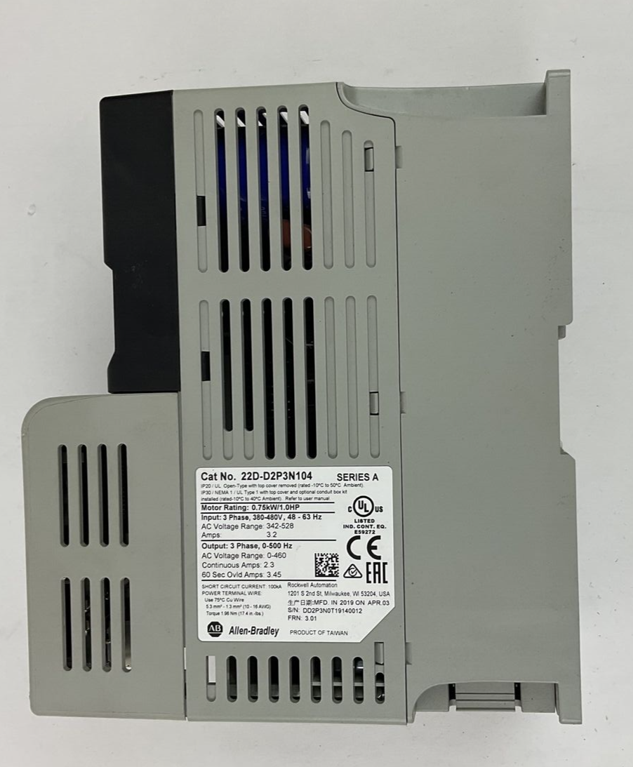 ALLEN BRADLEY 22D-D2P3N104 POWERFLEX 40P SER.A FRN3.01 3PH