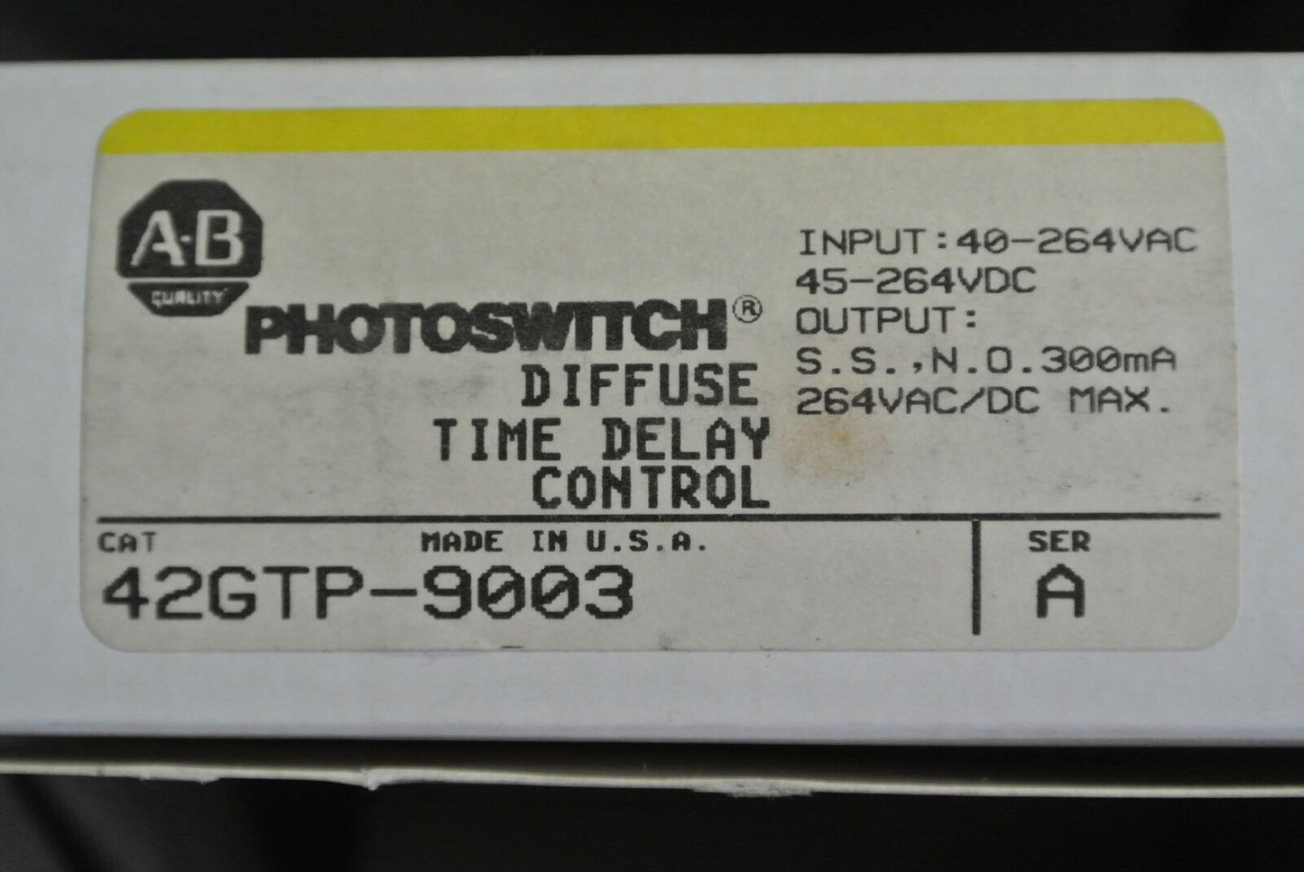 ALLEN-BRADLEY 42GTP-9003 PHOTOSWITCH DIFFUSE TIME DELAY CONTROL - NEW SURPLUS