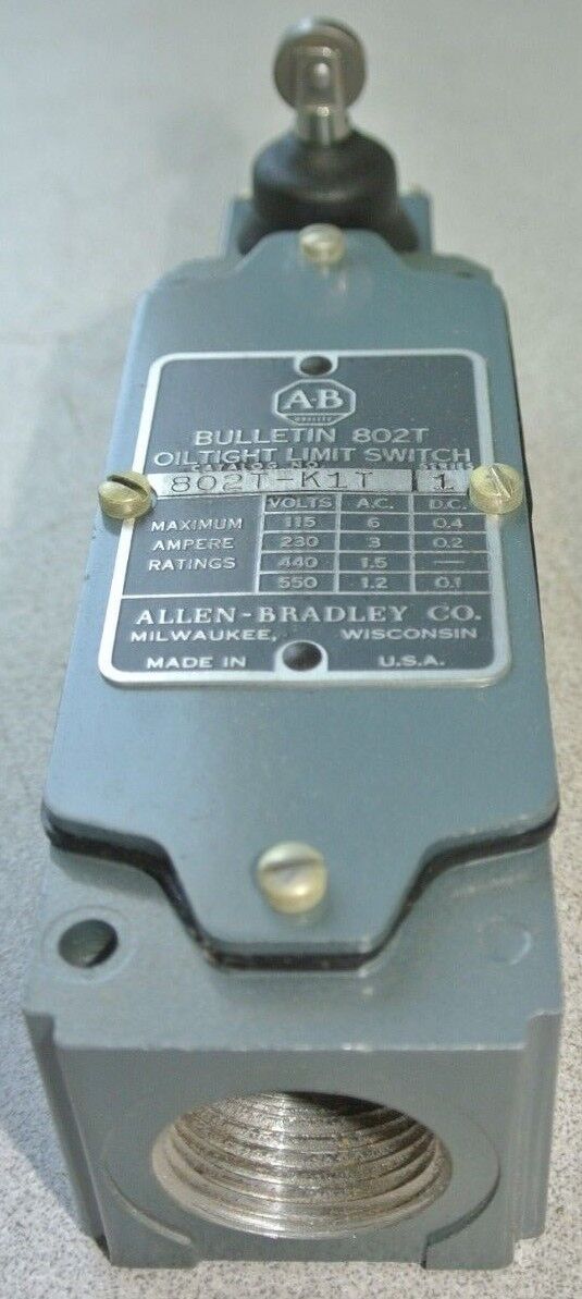 ALLEN-BRADLEY 802T-K1T OILTIGHT LIMIT SWITCH, SIDE PUSH ROLLER - NEW SURPLUS