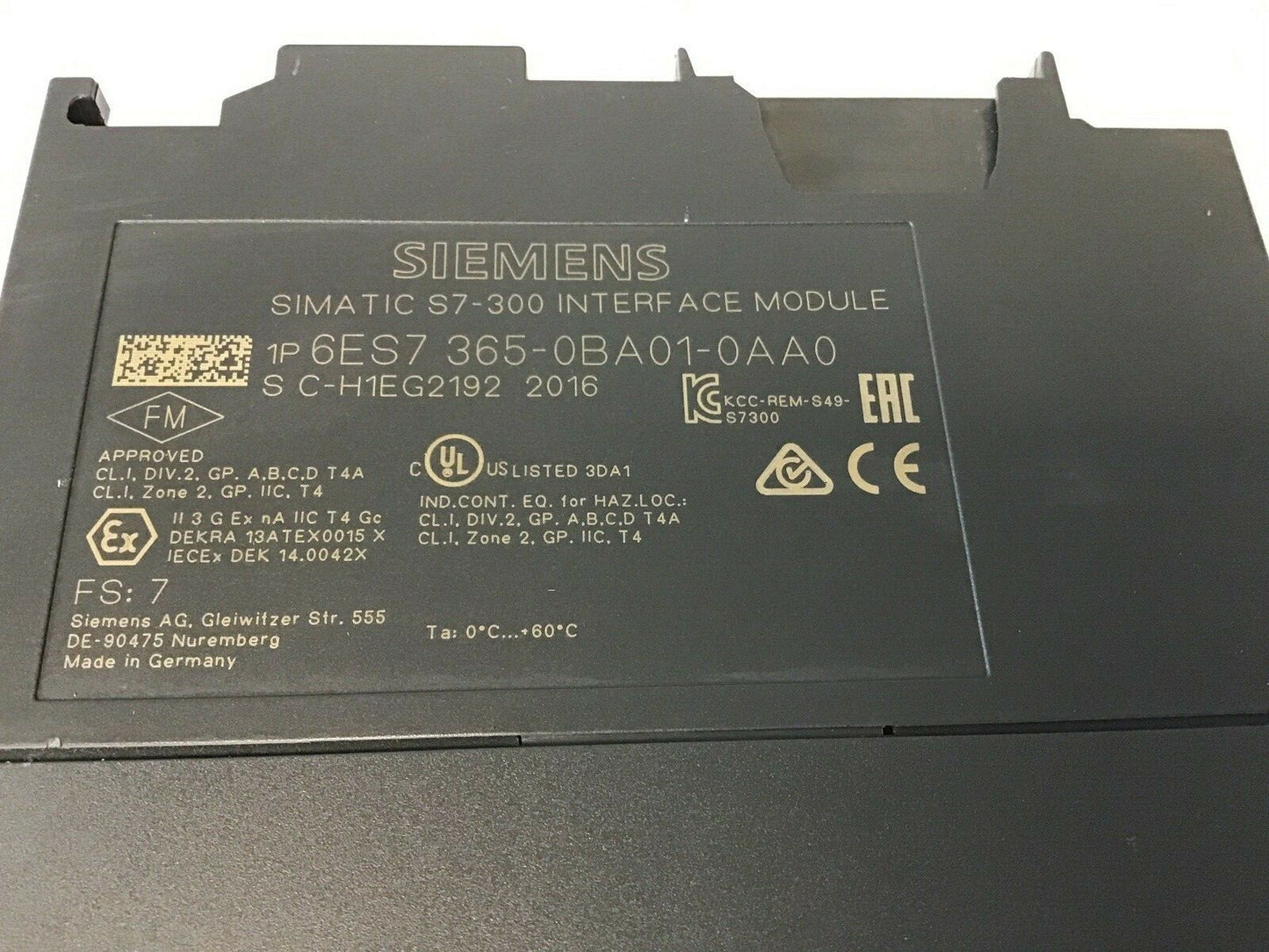 SIEMENS 6ES7 365-0BA01-0AA0 INTERFACE MODULES SEND/RECEIVE IM365**LOTOF2**