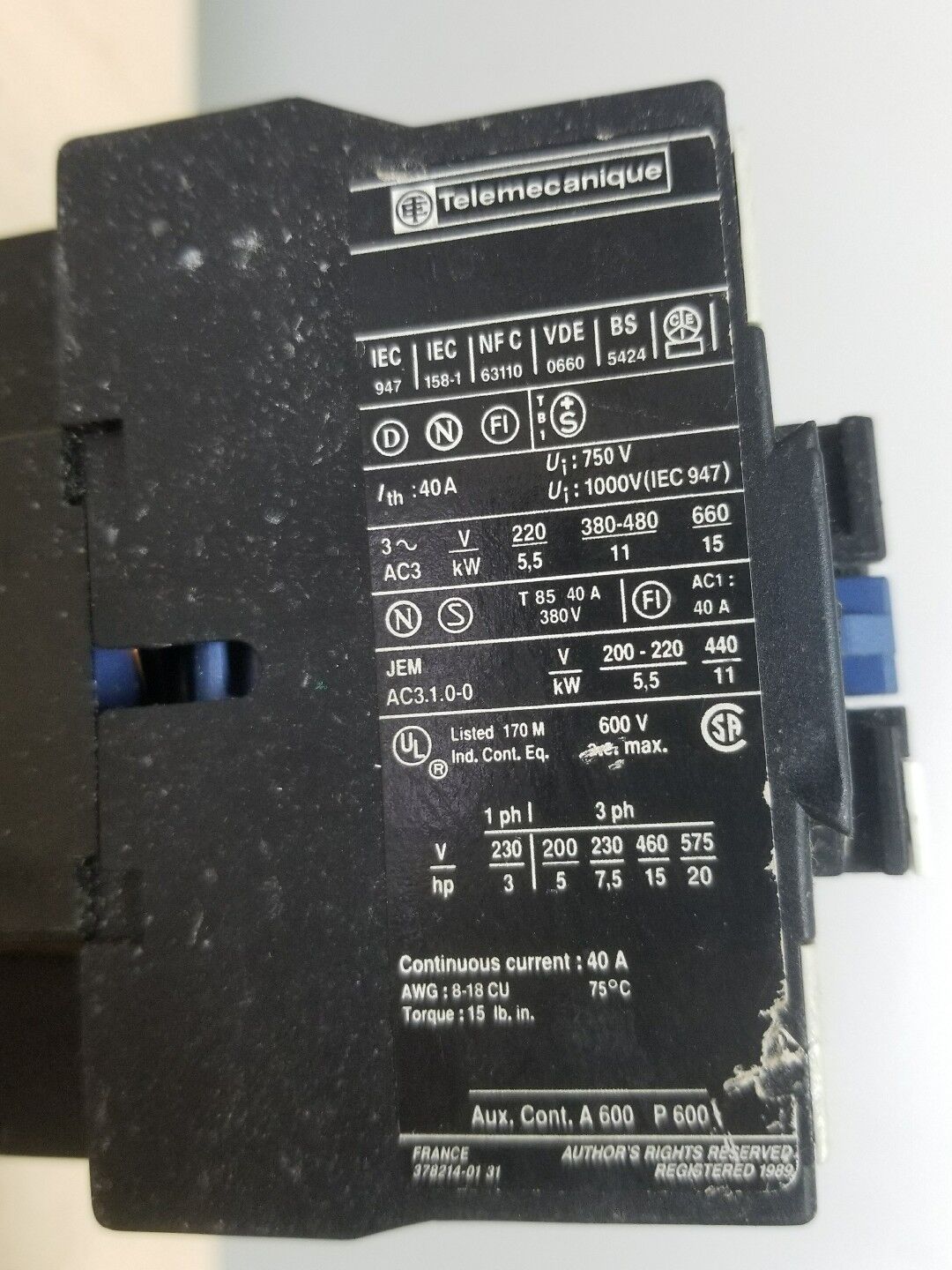 Telemecanique LP1-D2510 Contactor 40A 24V