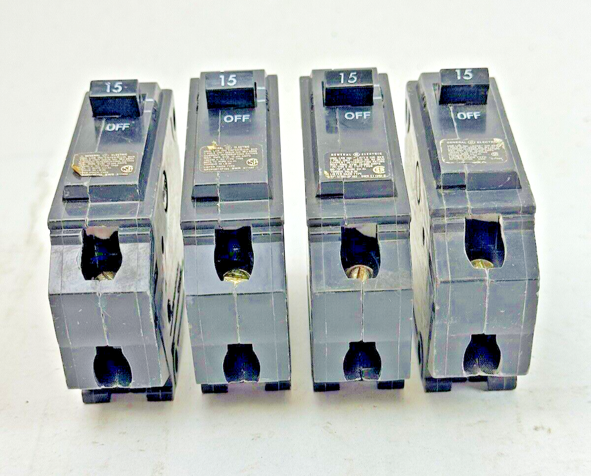 GE **LOT OF 4** - THQB115 - CIRCUIT BREAKERS - 1 POLE, 15 A, 240 VAC, TYPE THQB