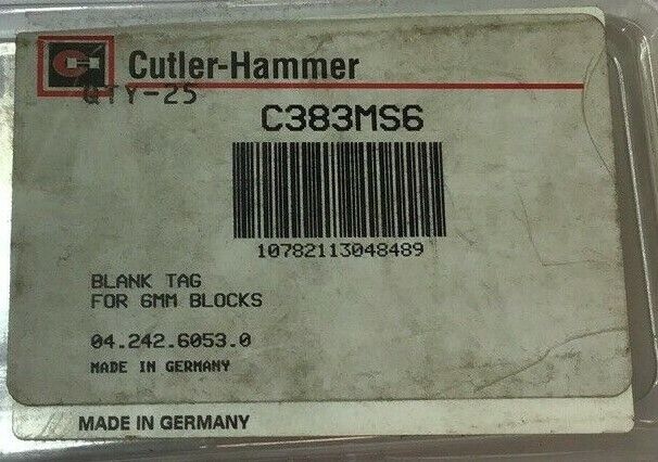 CUTLER HAMMER C383MS6 BLANK TAG 6MM BLOCKS ***LOTOF2***