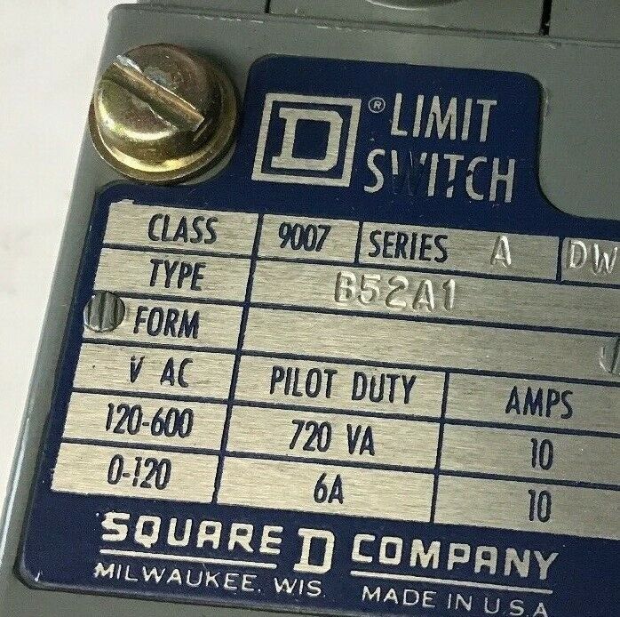 SQUARE D 9007 B52A1 TURRET HEAD LIMIT SWITCH SER. A