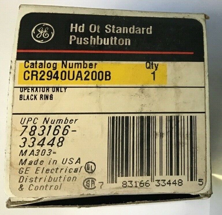 GE STANDARD PUSHBUTTON CR2940UA200B OPERATOR ONLY BLACK RING
