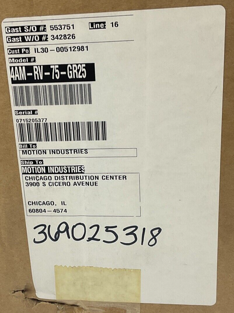 GAST 4AM-RV-75-GR25 AIR MOTOR