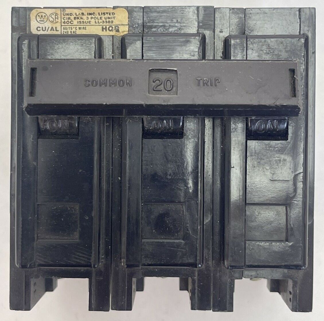 WESTINGHOUSE HQP3020H CIRCUIT BREAKER 20AMP 240VAC 3P