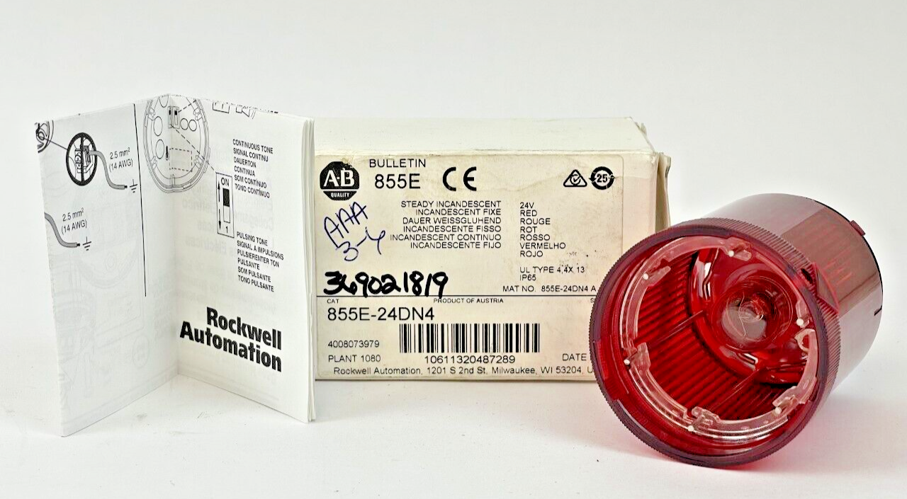 ALLEN BRADLEY - 855E-24DN4 - SERIES A - STEADY INCANDESCENT COVER - 24VAC/DC 7W