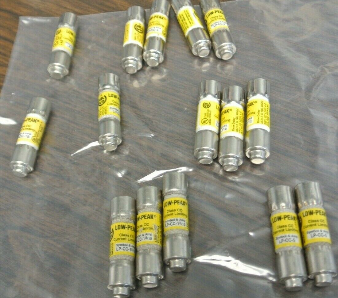 LOT of 15 / COOPER-BUSSMANN CLASS CC FUSES / 8 SIZES (see below) / NEW SURPLUS