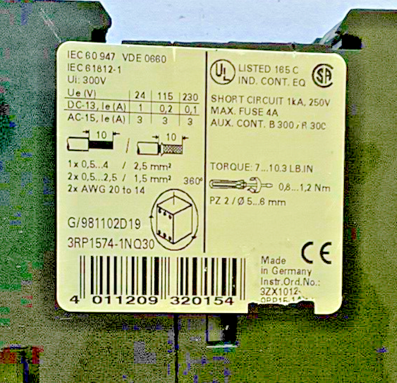 SIEMENS 3RP1574-1NQ30 TIME RELAY 250V 4A