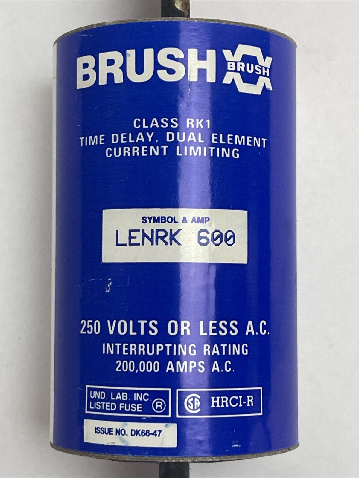 BRUSH LENRK600 CLASS RK1 TIME DELAY DUAL ELEMENT CURRENT LIMITING 250VAC 600AMP