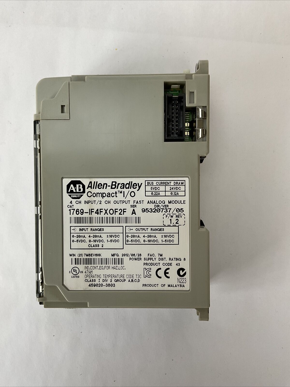 ALLEN BRADLEY 1769-IF4FXOF2R SER A F/W REV 1.2 DIR/VER 95320737/05 COMPACT I/O
