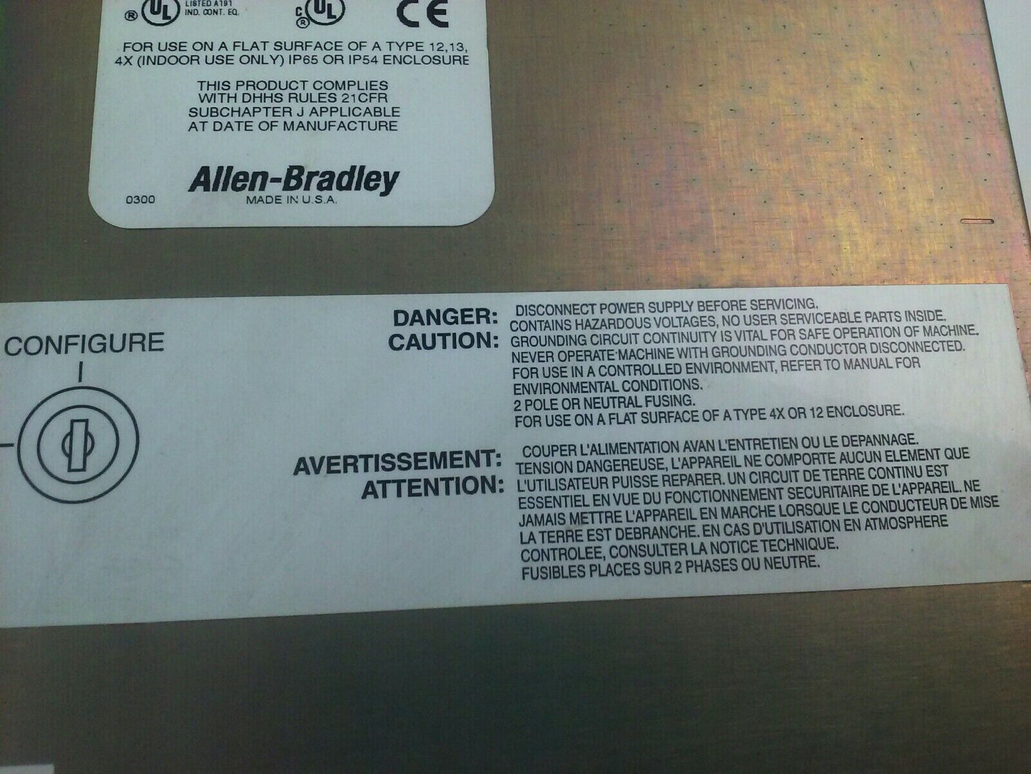 ALLEN BRADLEY 2711E-T10C6 SER. D REV. A PANELVIEW 1000E TERMINAL FRN 5.14