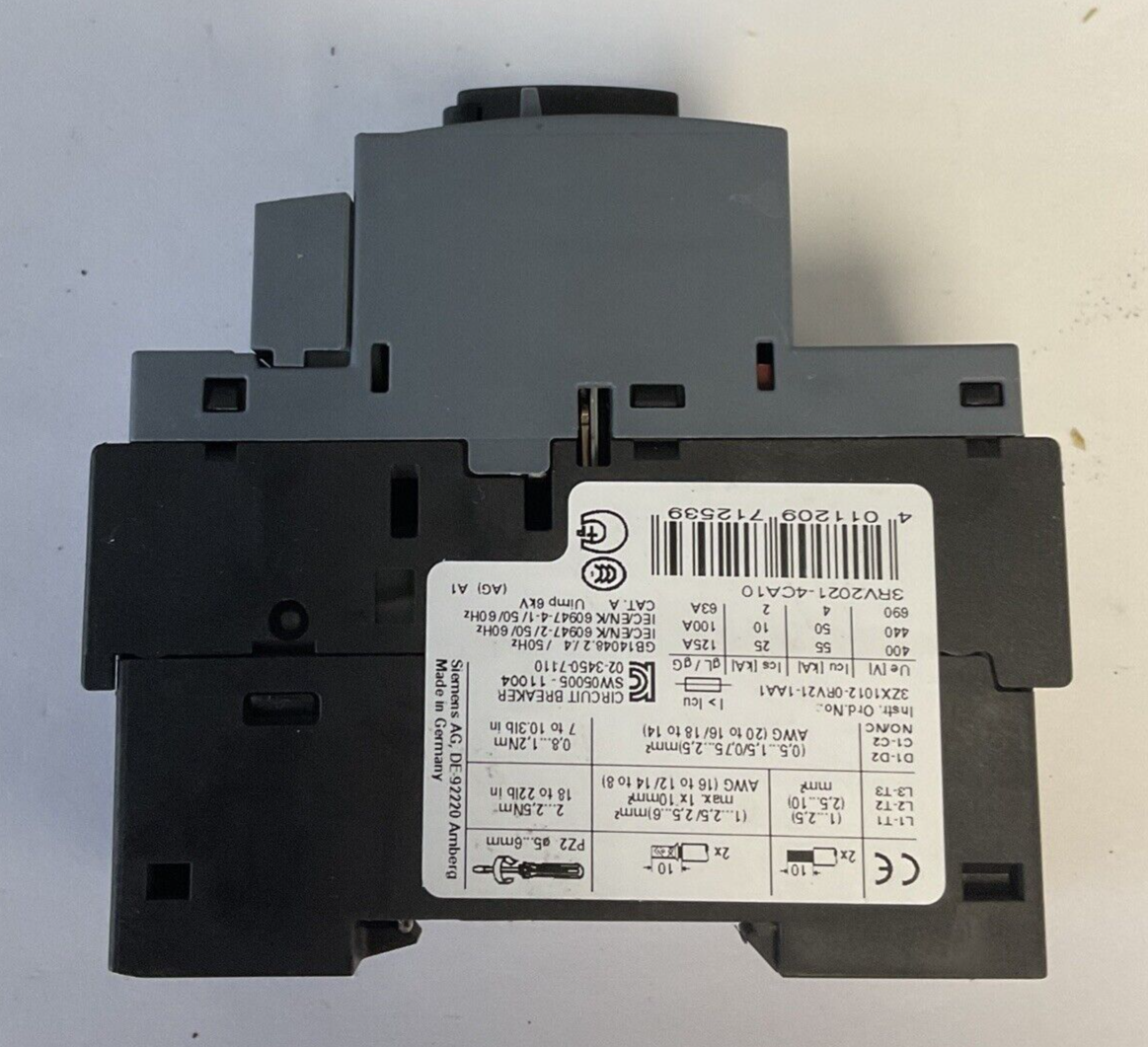 SIEMENS 3RV2021-4CA10 MANUAL MOTOR STARTER